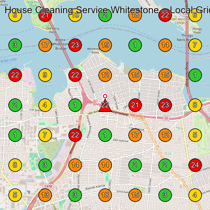 House Cleaning Service Whitestone House Cleaning Service GeoGrid ranking map for Queens NY
